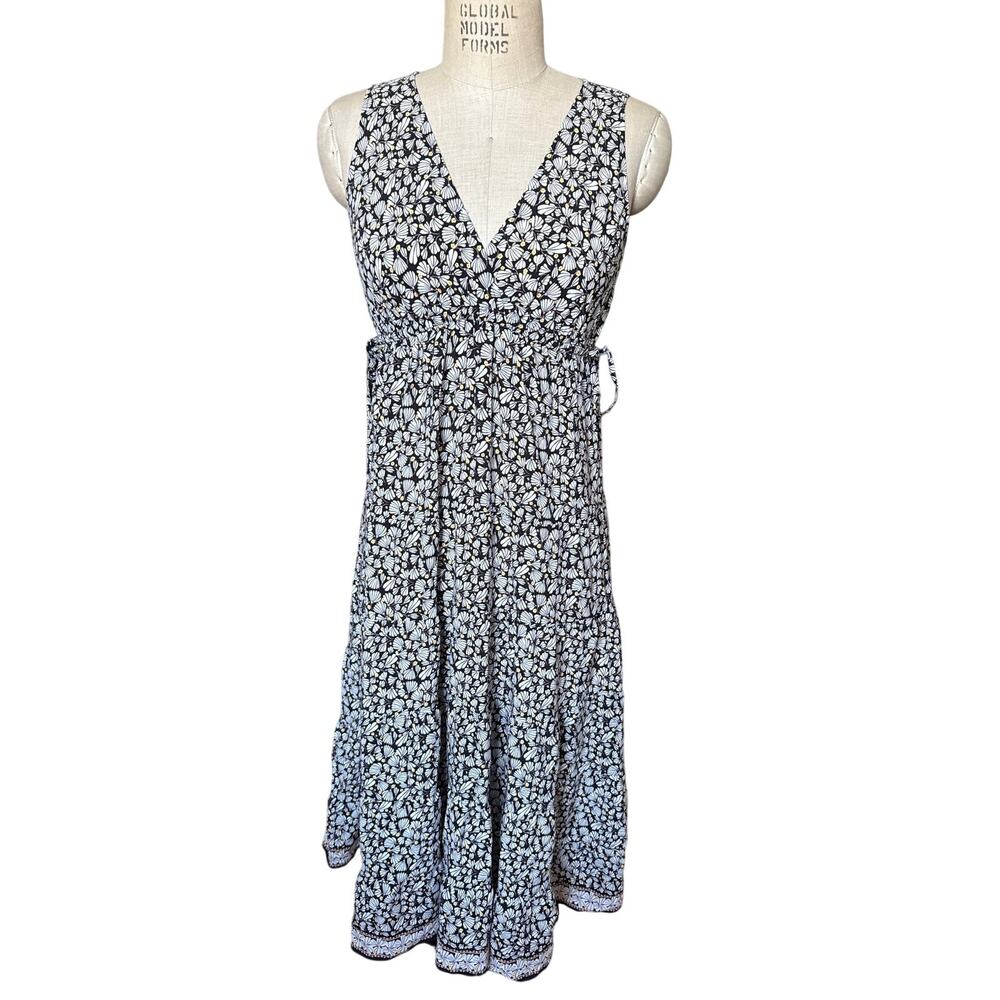 MAX STUDIO A-Line Dress Floral Print Midi Sleeveless Size XS X-Small Casual
